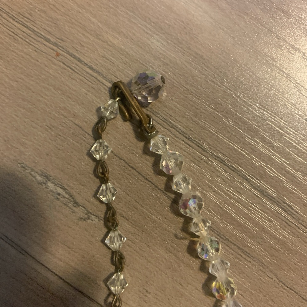 Crystal Bead Statement Necklace - Clear Aurora Borealis - Picture 3 of 3